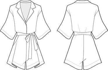 women jumpsuit romper flat sketch vector illustration 