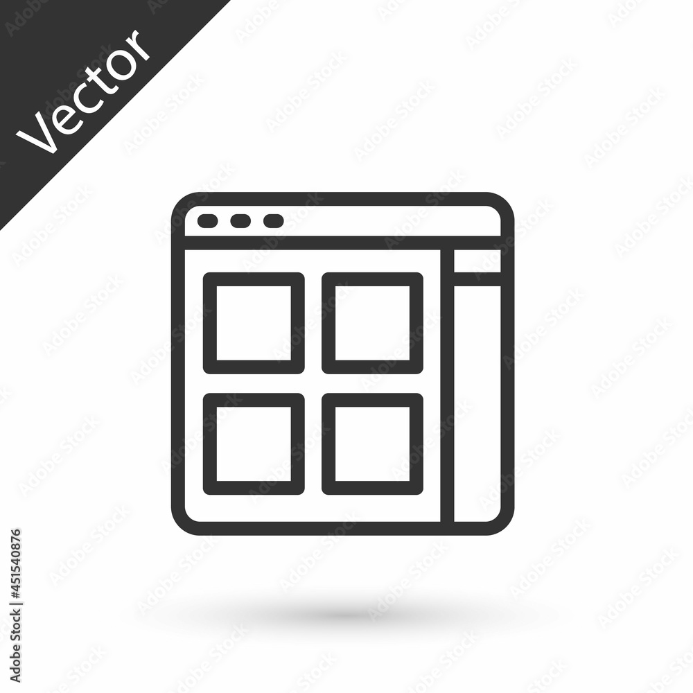Poster grey line browser files icon isolated on white background. vector