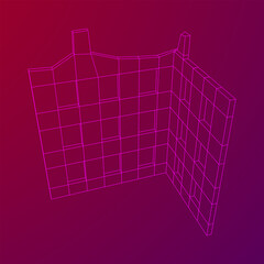 Destroyed building ruin and concrete, war destruction concept. Wireframe low poly mesh vector illustration.