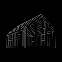Greenhouse construction frame. Hothouse building object or framing house. Warm house Vector illustration. Glasshouse concept image