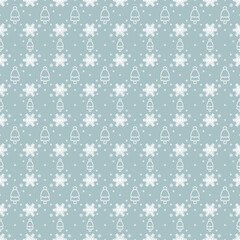 Christmas Pattern Background - Pine With The Star And Snowflakes Vector OnBludGray-Pigeon BG