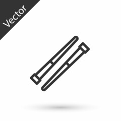 Grey line Food chopsticks icon isolated on white background. Wooden Korean sticks for Asian dishes. Oriental utensils. Vector