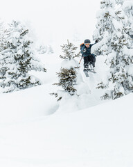 Free Skiing , freerider in snowy winter landscape