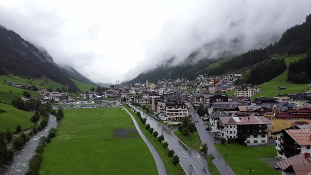 Village of Ischgl in Austria - aerial view - travel photography by drone