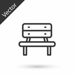 Grey line Bench icon isolated on white background. Vector