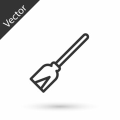 Grey line Handle broom icon isolated on white background. Cleaning service concept. Vector