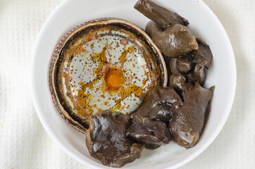 Botulism, the danger of food poisoning by canned food concept.