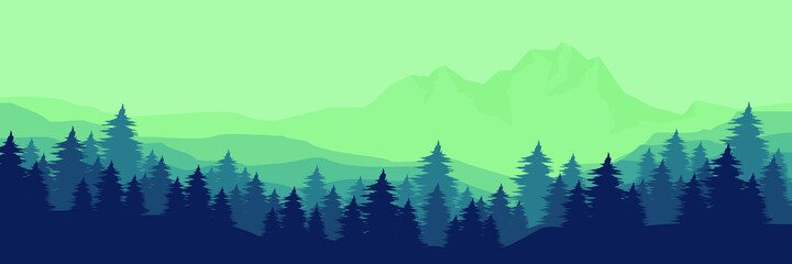 mountain forest landscape flat design vector illustration good for wallpaper design, design template, background template, and tourism design template