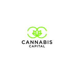 marijuana leaf logo and initials CC