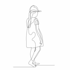 continuous line drawing child girl sketch