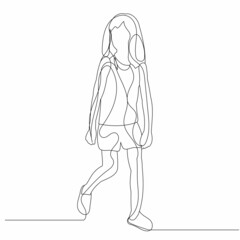 continuous line drawing child girl