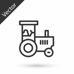 Grey line Tractor icon isolated on white background. Vector