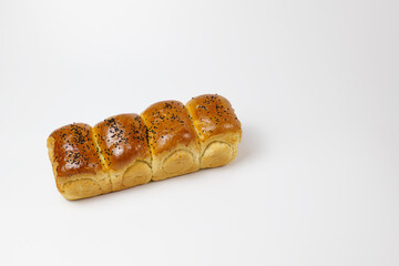 horizontal shot buns bread pastries isolated on a white background