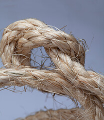 Close up macro of frayed and tangled rope
