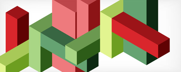 Abstract background. 3d cubes, cubic elements and blocks. Techno or business concept for wallpaper, banner, background, landing page