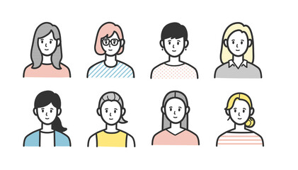 女性　上半身　セット　カラフル