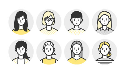 女性　アイコン　セット