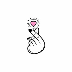 Korean Love Sign, Korean Finger Heart Icon Vector Illustration