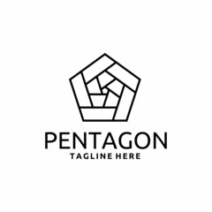 Abstract Pentagon Logo Design with Line Art Illustration
