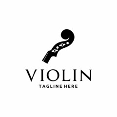 Violin Viola Fiddle Cello bass Contrabass Headstock Music Instrument Logo Design Inspiration - obrazy, fototapety, plakaty