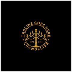 Fototapeta premium Silhouette Vintage Golden Metal Chandelier Emblem Label Stamp Design
