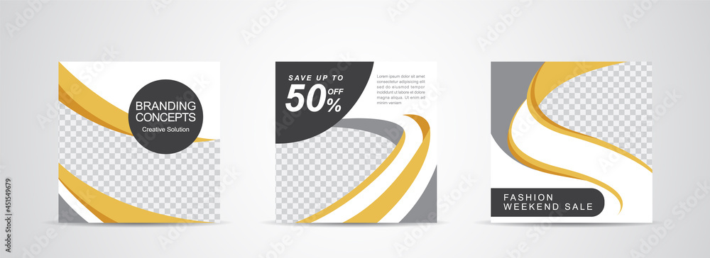 Poster set square banner template for social media post and web internet ads.vector illustrations.