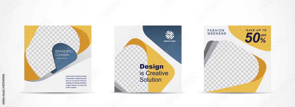 Poster set square banner template for social media post and web internet ads.vector illustrations.