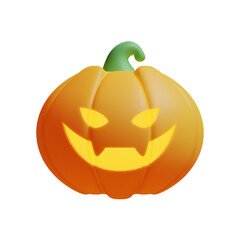 Halloween Carved Pumpkin 3D Rendering Illustration Element