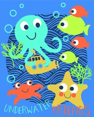 Fototapeta na wymiar underwater, fish ocean, deep sea aquarium Design pattern 