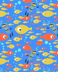 Naklejka na ściany i meble underwater, ocean, deep sea aquarium Design pattern 