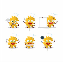 Cartoon character of oak yellow leaf angel with various chef emoticons