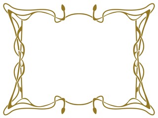 Cadre Art nouveau couleur or sur Fond blanc	