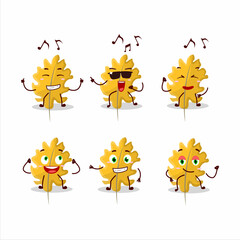 Fototapeta premium An image of oak yellow leaf angel dancer cartoon character enjoying the music