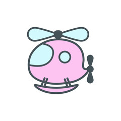 Cartoon toy helicopter flat vector illustration.