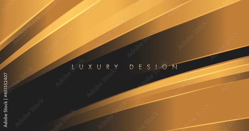 Poster modern dark luxury background with golden plates creating dynamic composition