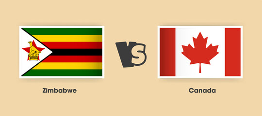 Obraz na płótnie Canvas Zimbabwe vs Canada flags placed side by side. Creative stylish national flags of Zimbabwe and Canada with background