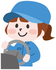 二頭身_運転をする女性