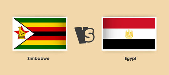Zimbabwe vs Egypt flags placed side by side. Creative stylish national flags of Zimbabwe and Egypt with background