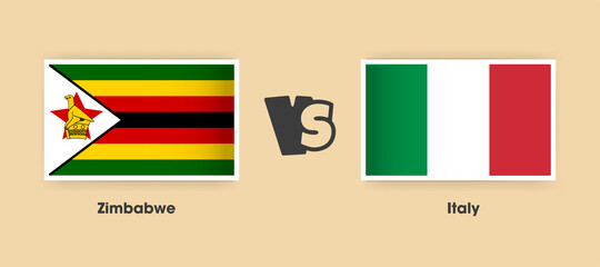 Zimbabwe vs Italy flags placed side by side. Creative stylish national flags of Zimbabwe and Italy with background