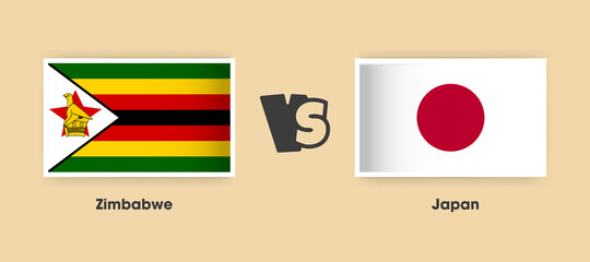 Zimbabwe vs Japan flags placed side by side. Creative stylish national flags of Zimbabwe and Japan with background