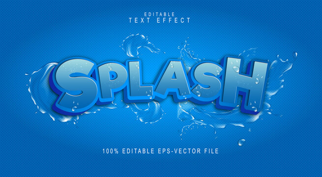 editable splash text effect in blue. Suitable for tourism promotional banner, brochure template etc