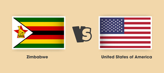 Zimbabwe vs United States of America flags placed side by side. Creative stylish national flags of Zimbabwe and USA with background