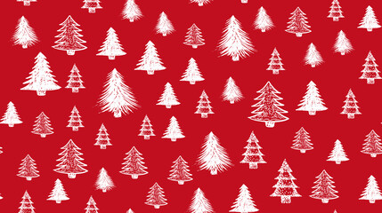 Christmas trees set, hand drawn. Vector illustration.	
