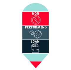 NPL - Non-Performing Loan acronym. business concept background.  vector illustration concept with keywords and icons. lettering illustration with icons for web banner, flyer, landing 