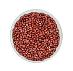 Azuki Bean or Red Bean Seeds in a bowl isolated on white background