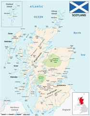a detailed colored vector map of Scotland