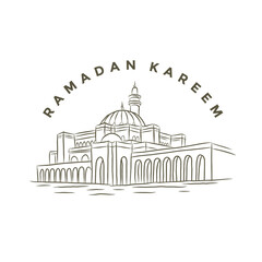 mosque vector illustration. mosque logo design. ramadan kareem.