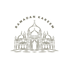 mosque vector illustration. mosque logo design. ramadan kareem.