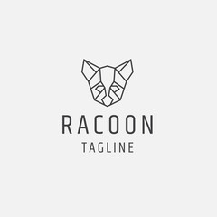 Naklejka premium raccoon animal line art polygonal logo icon design template flat vector