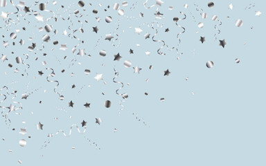 Silver Streamer Party Vector Blue Background.